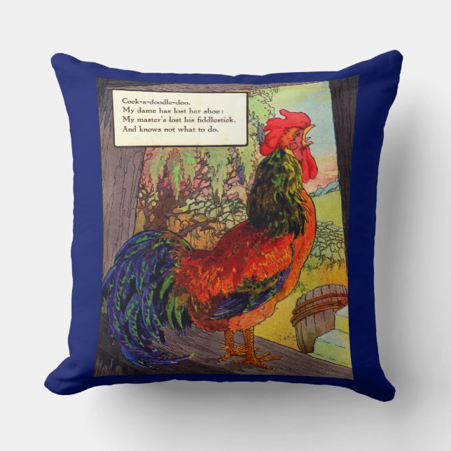 Coussin Mère Oie des années 1920 - coq (Recto)