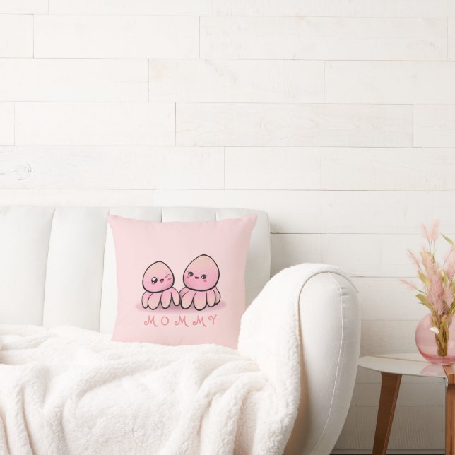 Coussin mère pieuvre rose mignonne (Canapé)