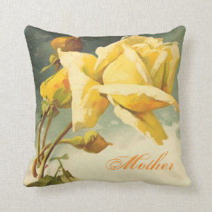Coussin Mère vintage de rose jaune