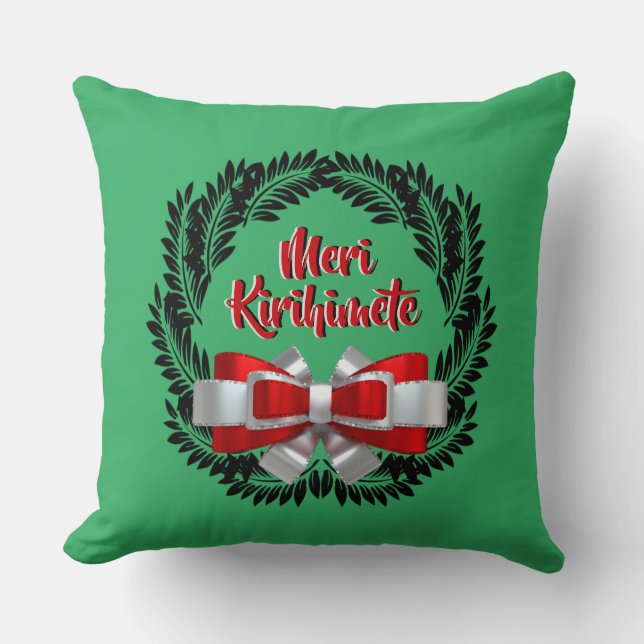 Coussin Meri Kirihimete Maori pour Joyeux Noël (Recto)