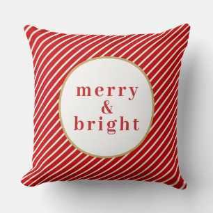 Coussin MERI mignonne Festive Rouge Blanc rayures Merry & 