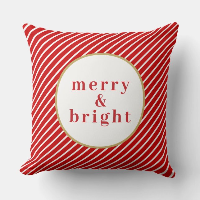Coussin MERI mignonne Festive Rouge Blanc rayures Merry &  (Recto)