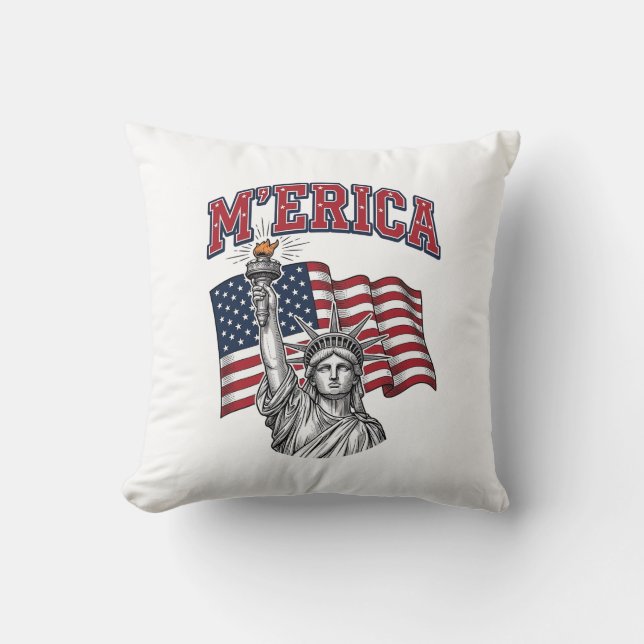 Coussin MERICA Vintage Liberté Patriotique (Recto)
