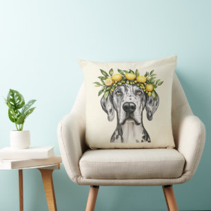 Coussin Merle Great Dane Chien Lemon Crown