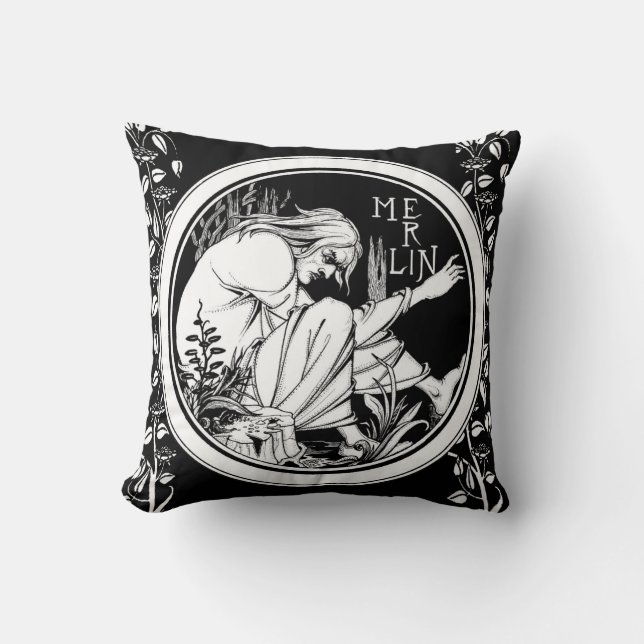 Coussin Merlin imaginaire Art Nouveau (Recto)