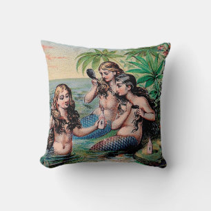 Coussin Mermaid Antique Magie Océan Nautique