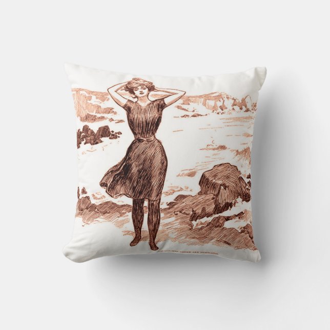 Coussin Mermaid Beach Gibson Girl Victorian Antique (Recto)