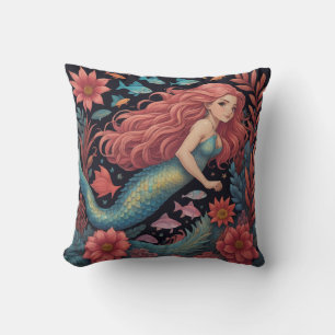 Coussin Mermaid Océan noir