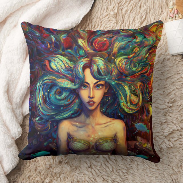 Coussin Mermaid Sea Goddess Nymphe Siren Art sous-marin (Couverture)