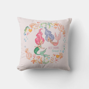 Coussin Mermaids Meilleurs amis pour toujours BFF personna