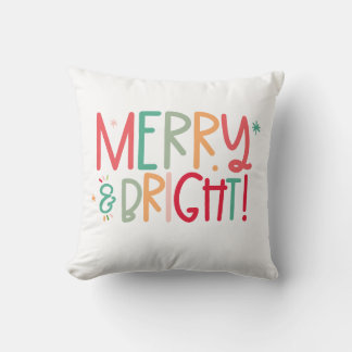 Coussin Merry and Bright Christmas Throw Pillow