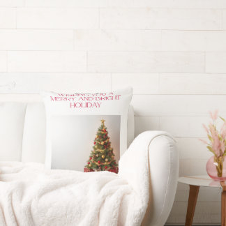 Coussin Merry and Bright Holiday Christmas Tree Throw Pill