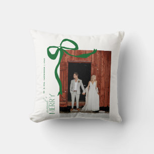 Coussin Merry and Married Script 2 Photos Noeud de Noël