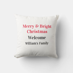 Coussin Merry Bright Christmas ajouter nom de famille bien