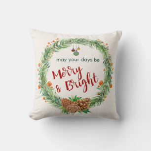 Coussin Merry & Bright Christmas Wreath