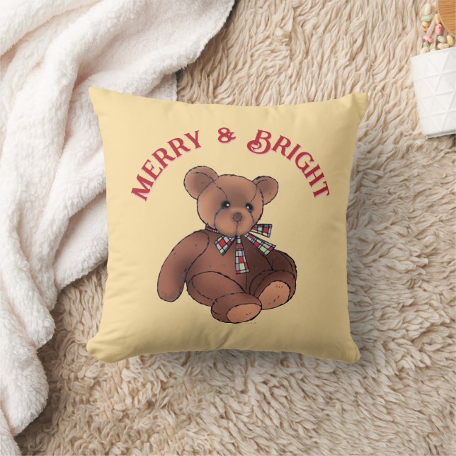 Coussin Merry & Bright Teddy Bear Festif Mignon Noël (Couverture)