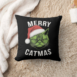 Coussin Merry Catmas Funny Amoureux de les chats Noël