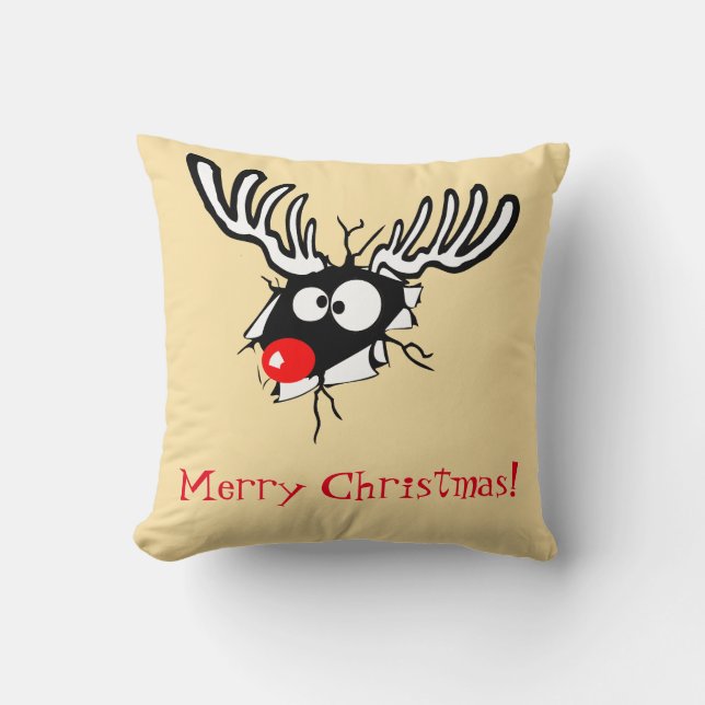 Coussin Merry Christmas ! Crazy Red Nosed (Recto)