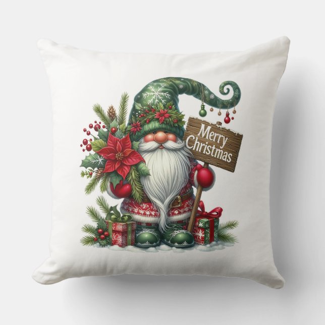 Coussin Merry Christmas Cute Christmas Gnome (Recto)