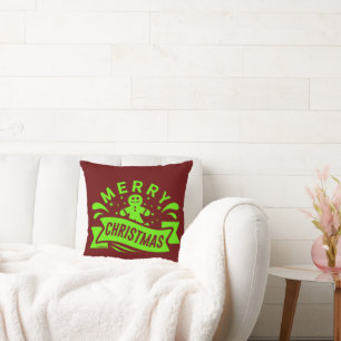Coussin MERRY CHRISTMAS drôle homme en pain d'épices