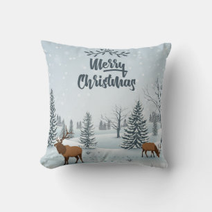 Coussin Merry Christmas Mountain Deer