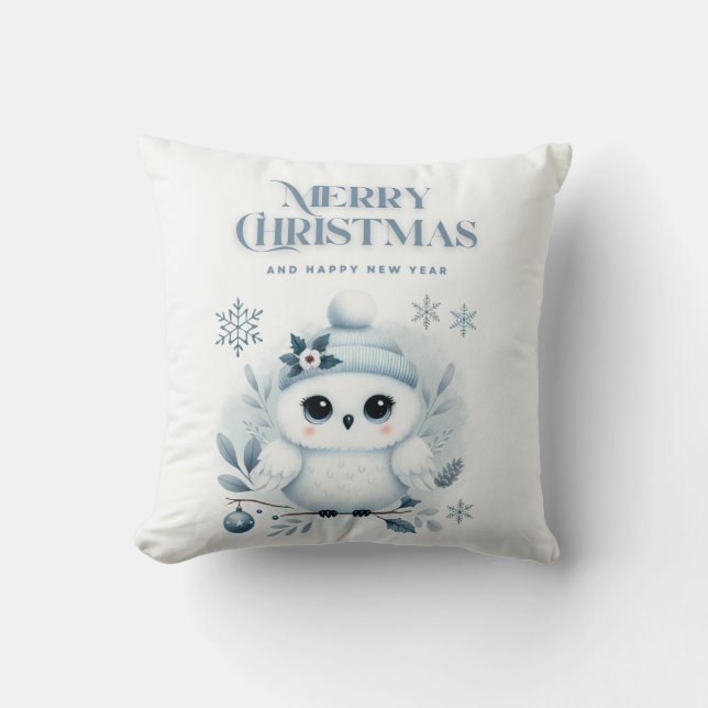 Coussin Merry Christmas Owl (Recto)