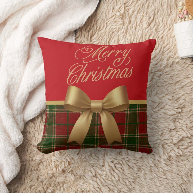 Coussin Merry Christmas Plaid Gift (Couverture)