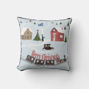Coussin Merry Christmas , rétro