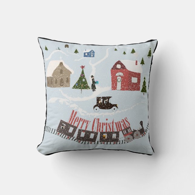 Coussin Merry Christmas , rétro (Recto)