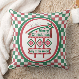 Coussin Merry Christmas Retro Marquee - Joy to the World