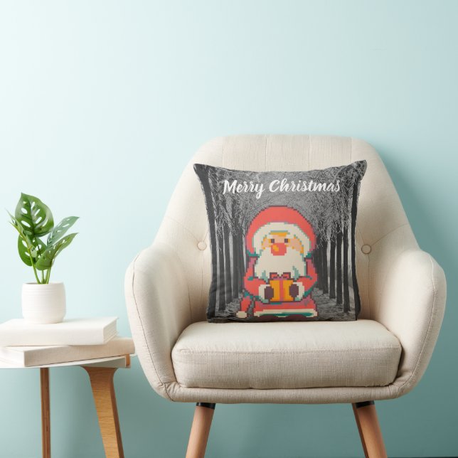 Coussin Merry Christmas Santa, Pixel Art, pixel (Chaise)