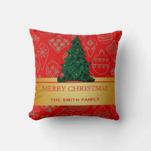 Coussin Merry Christmas Tree Gold Parties scintillant Star