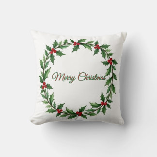 Coussin Merry Christmas Wreath Pillow for Home Decor