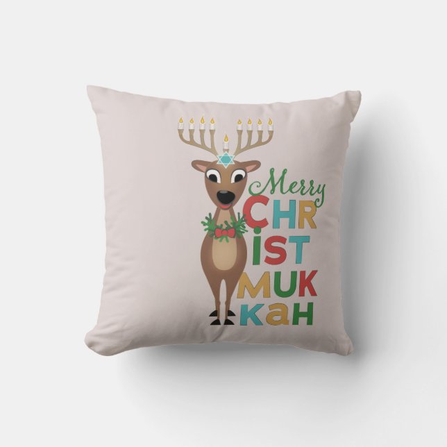 Coussin Merry Christmukkah Reindeer (Recto)