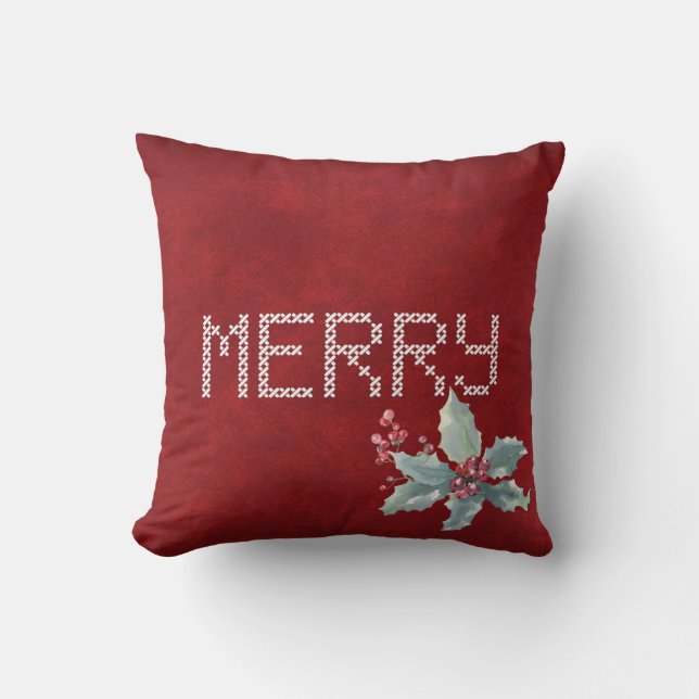 Coussin Merry Cross Stitch et Berries (Recto)