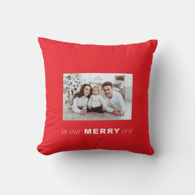 Coussin Merry Era Bright Funny One Photo Rouge Noël (Recto)