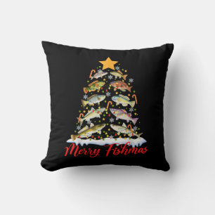 Coussin Merry Fishmas Funky Christmas Tree Lights Fish Fis