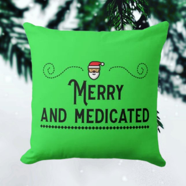 Coussin Merry & Medicated Holiday Throw Pillow (Créateur téléchargé)