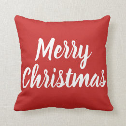 Coussin MERRY NOËL - blanc sur rouge