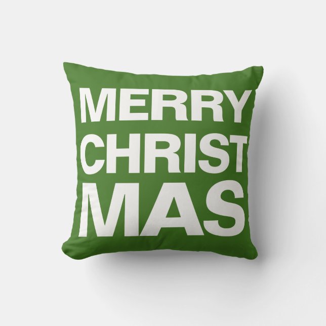 Coussin MERRY NOËL - blanc sur rouge et blanc sur vert (Recto)
