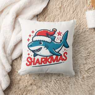 Coussin Merry Sharkmas, Christmas Shark, Funny Shark Xmas