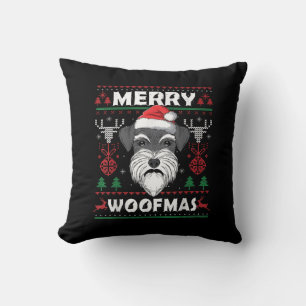 Coussin Merry Woofmas Schnauzer Noël Amoureux des chiens P