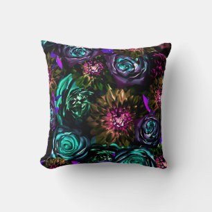 Coussin Merveilleux Monde Sombre Glamour Floral Fleurs