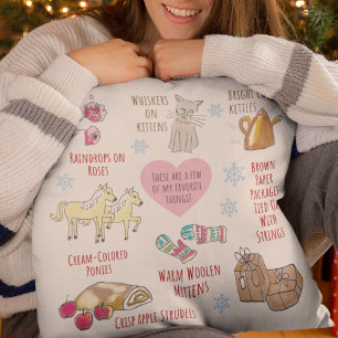 Coussin Mes choses préférées Sound of Music Noël cosy
