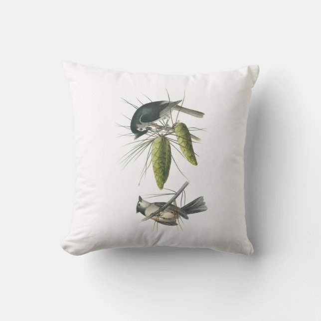 Coussin Mésange tuftée par Audubon (Recto)