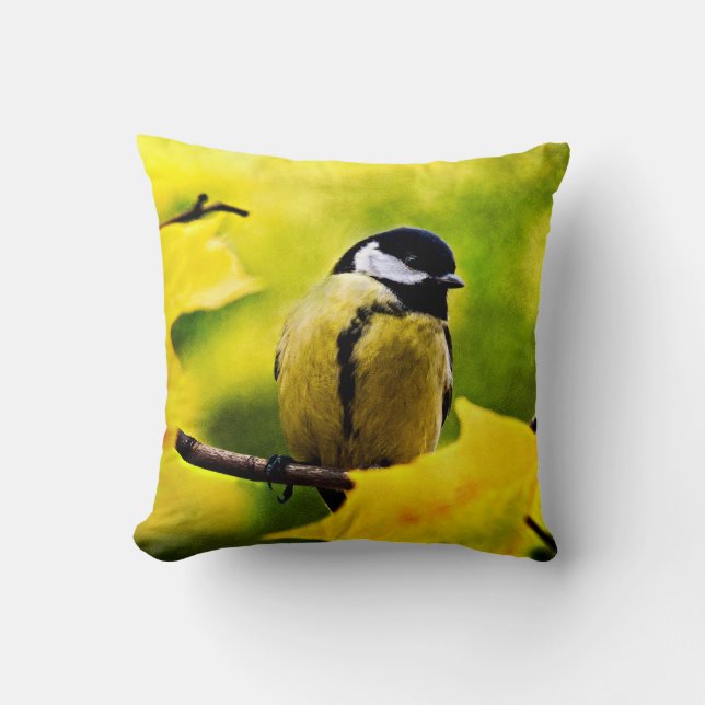 Coussin Mésange - Vêtue à la saison (Recto)