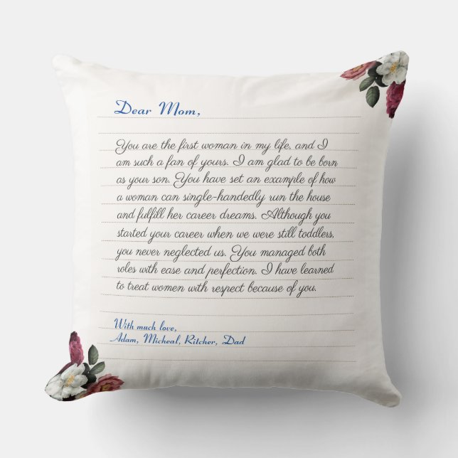 Coussin Message d'amour manuscrit Flower Custom (Recto)