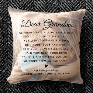 Coussin Message de grand-mère personnalisé Photo Fête des