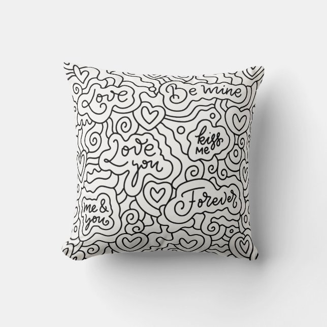 Coussin Message imprimé valentines jour blanc lancer oreil (Recto)
