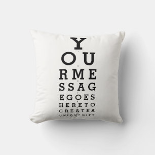 Coussin Message personnalisé Fun Eye Sight Test Noir Et Bl